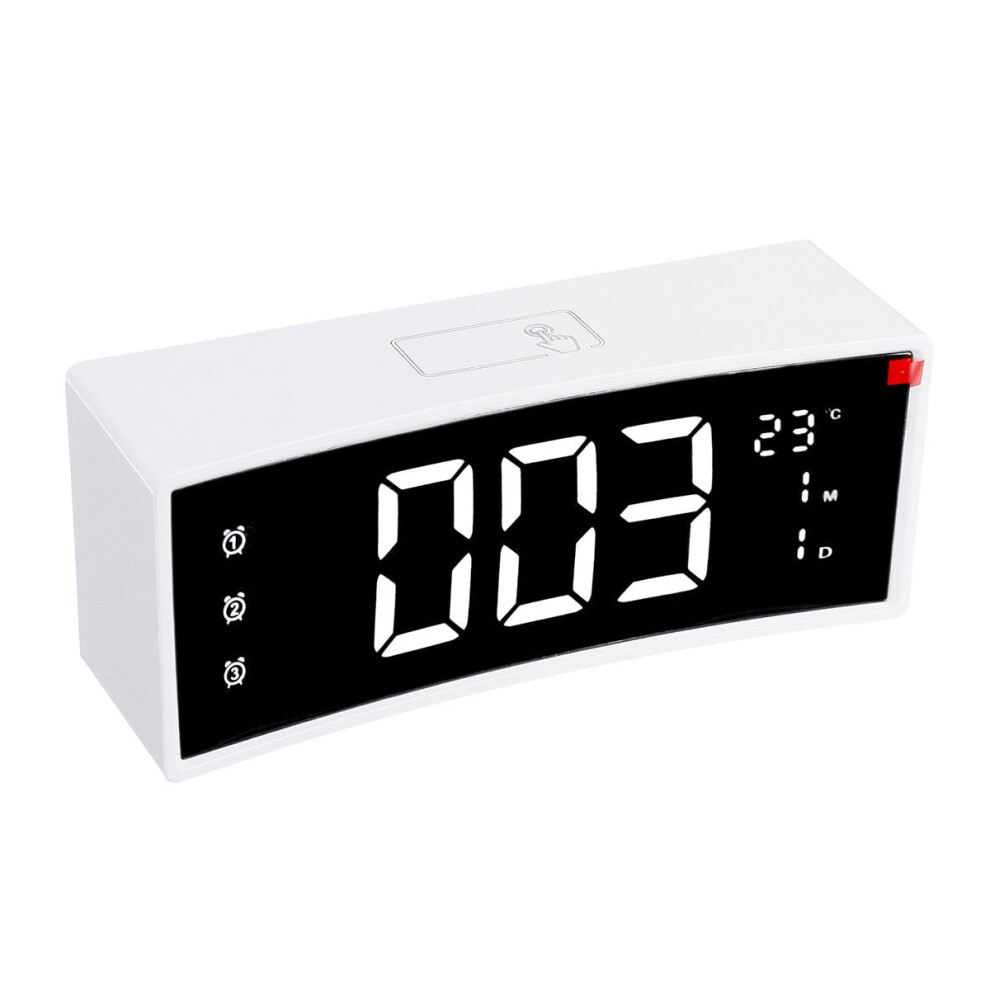 (White) LED Alarm Clock Digital Snooze Touch Control Table Clock Day Time Temperature Display Home Decoration