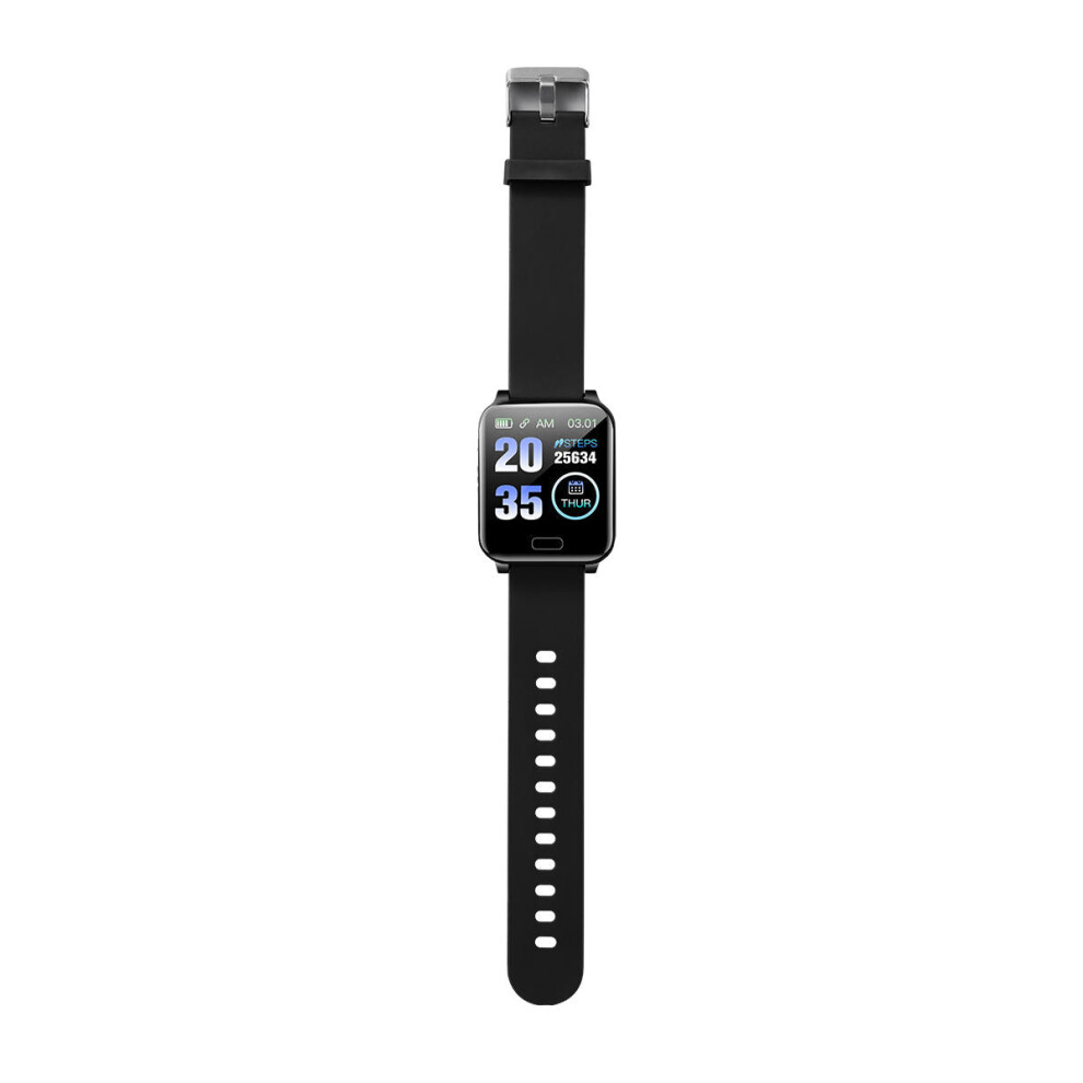 (Black) Nfc Payment 24H Continuous Heart Rate Fitness Tracker App Push Replacement Strap Smart Watch Black 9495687794914