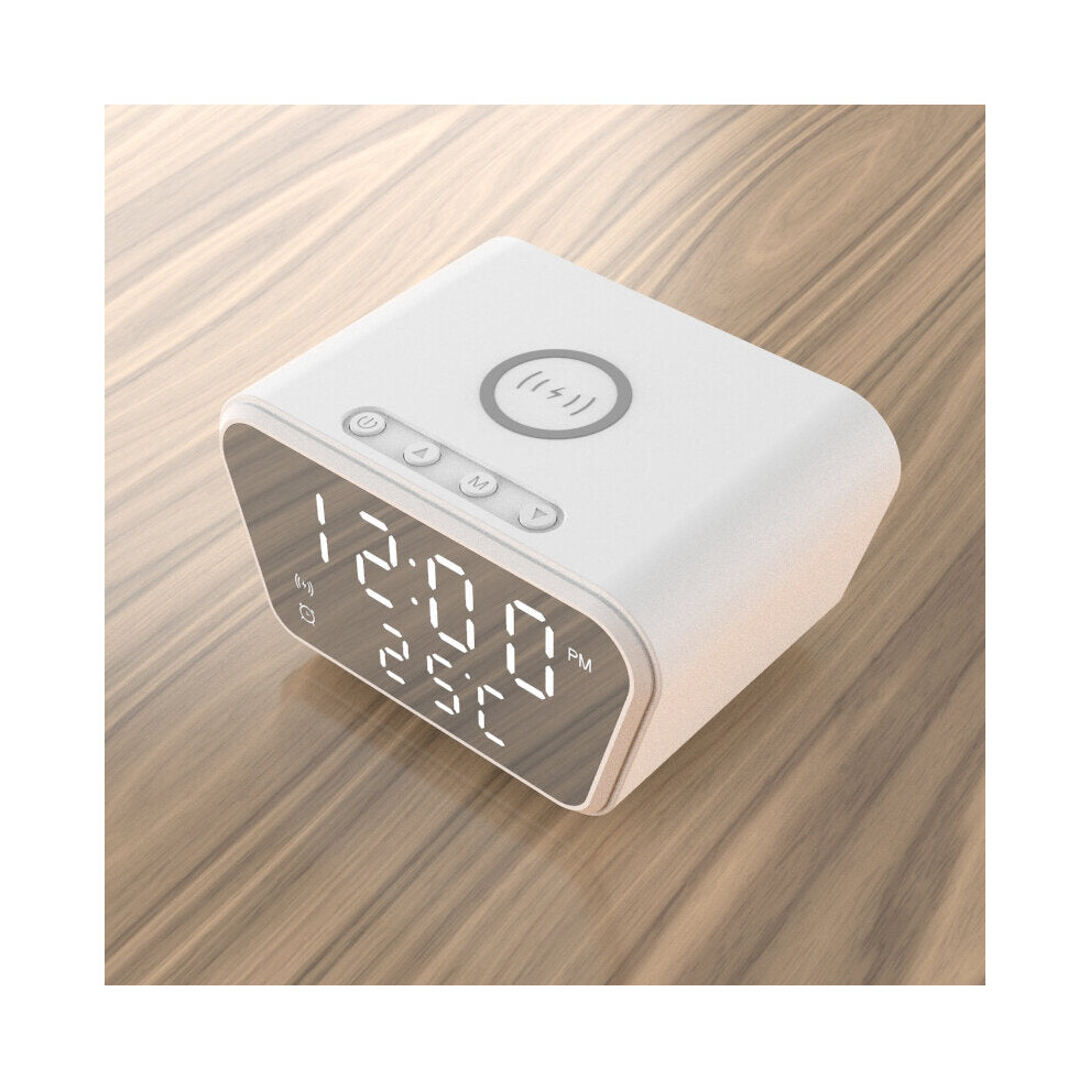 (White) Smart Alarm Clock Wireless Charger Fast Charging Pad for iPhone 12 Pro Max for Samsung Galaxy Note S20 ultra Huawei Mate 40 OnePlus 8 Pro