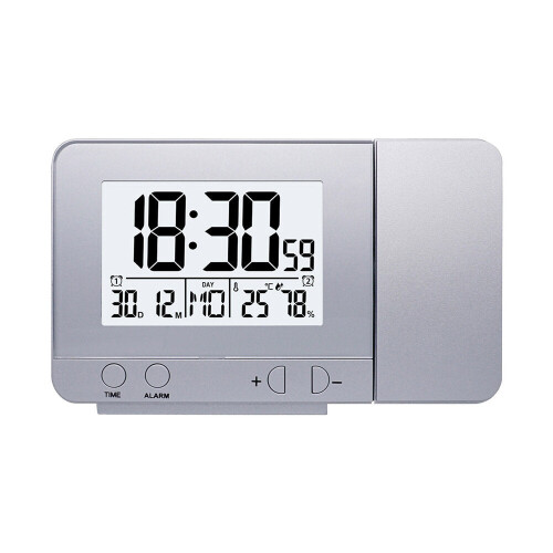 (Black) USB Electronic Projection Clock Wireless Color Screen Temperature & Humidity Weather Forecast Calendar Desktop Clock 1
