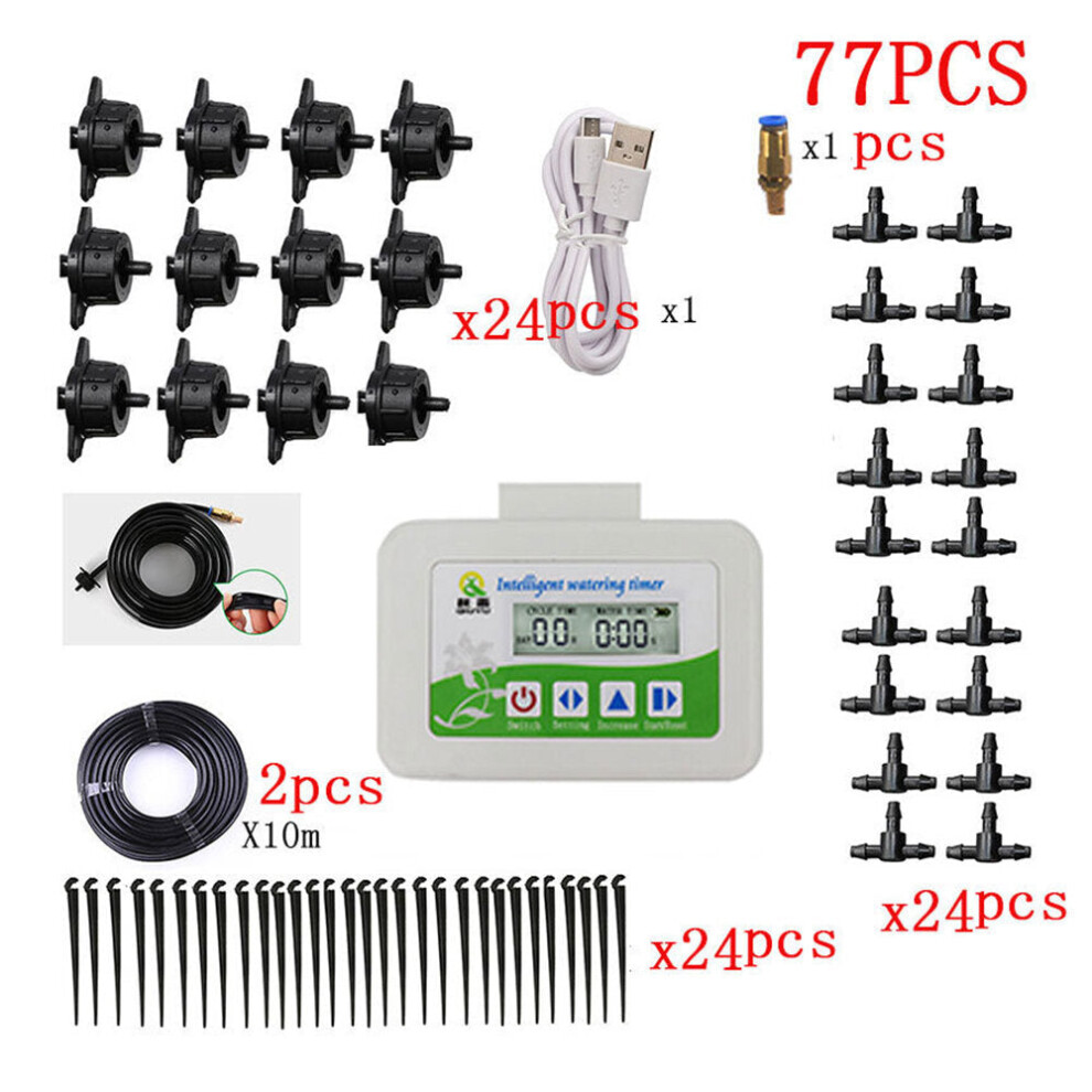 (77PCS) Solar BUS Dual-mode Power Supply Watering Timer Device Gardening Irrigation Smart Watering Device
