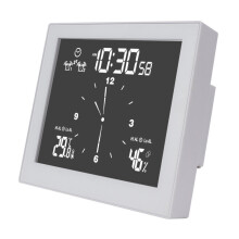 (White) Multifunctional Bathroom Temperature and Humidity Alarm Clock LCD Screen Waterproof Home Desktop Creative Timer