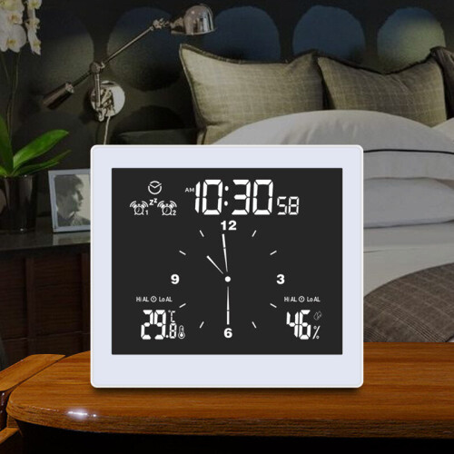 (Black) Multifunctional Bathroom Temperature and Humidity Alarm Clock LCD Screen Waterproof Home Desktop Creative Timer 2