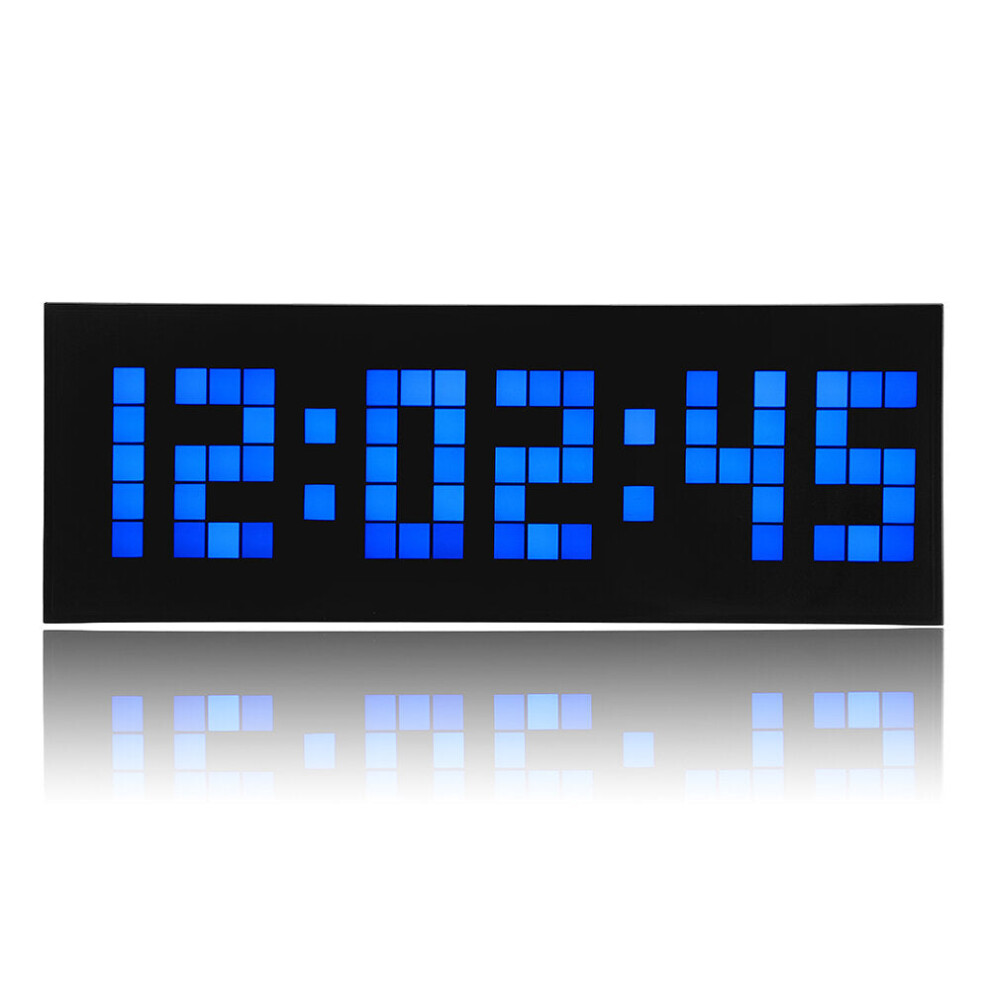 (Blue) Big Jumbo Digital LED Wall Clock Large Display Wall Decoration Clock