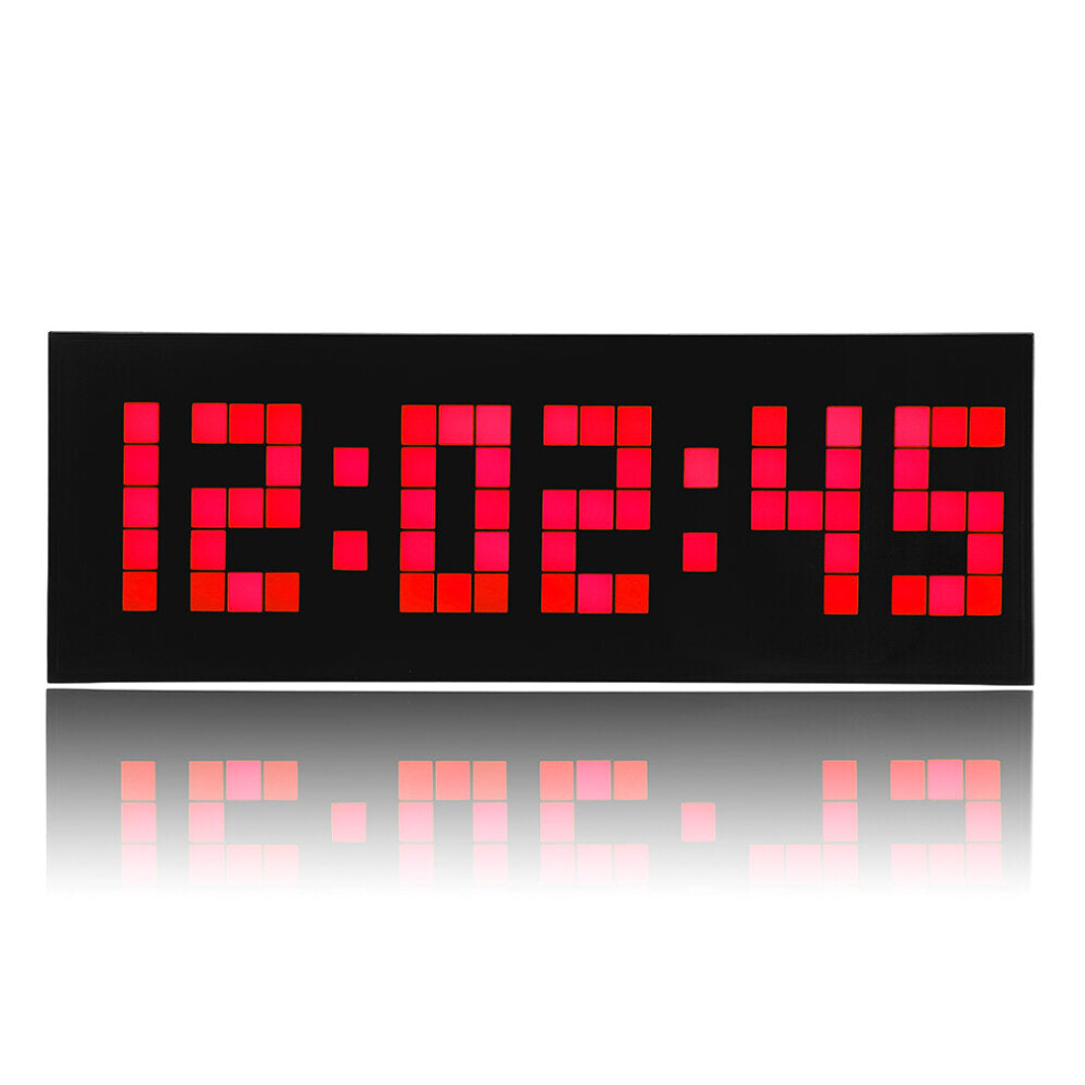 (Red) Big Jumbo Digital LED Wall Clock Large Display Wall Decoration Clock