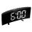 (White) LED Digital Alarm Clock Large Curved Mirror Screen Brightness Adjustable Electronic Time Date Temperature Display Table Clock 1