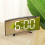 (White) LED Digital Alarm Clock Large Curved Mirror Screen Brightness Adjustable Electronic Time Date Temperature Display Table Clock 3