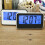 (White) LCD Display Digital Alarm Clock Sound Controlled With Thermometer Backlight Snooze 3