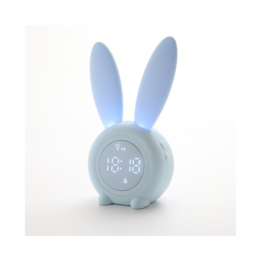 (Blue) LED Electronic Small Alarm Clock Children's Creative Cartoon Alarm Clock Student Desktop Clock