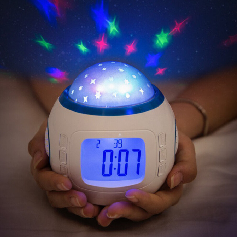 Night Light Projector LED Lamp Bedroom Digital Alarm Clock With Music for Kids