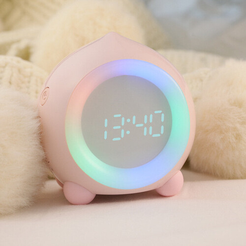 (White, Bluetooth Type) Mini LED Digital Voice Control Creative Alarm Clock Smart Speaker Multi-function Sleep Timer Night Light 2