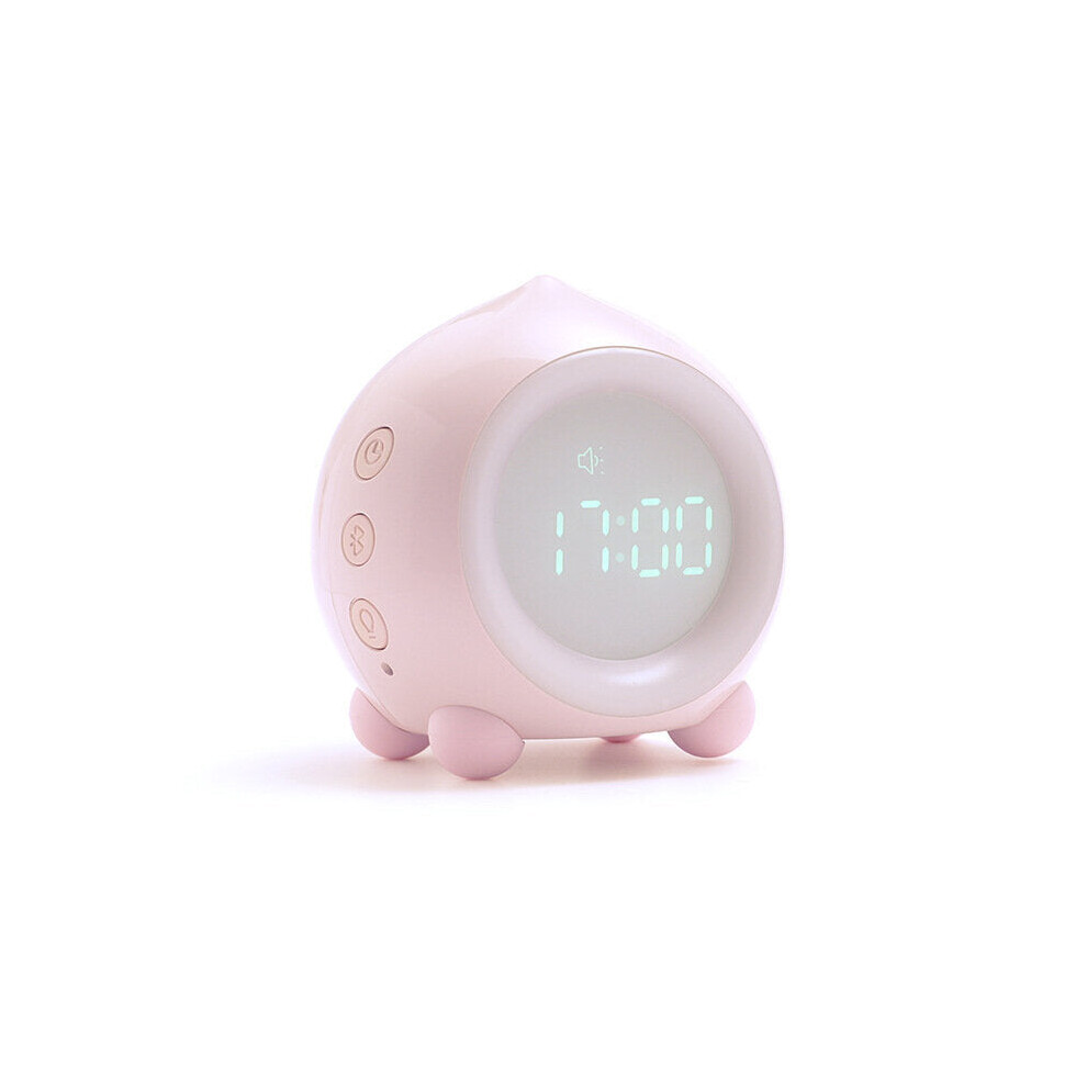 (Pink, Bluetooth Type) Mini LED Digital Voice Control Creative Alarm Clock Smart Speaker Multi-function Sleep Timer Night Light