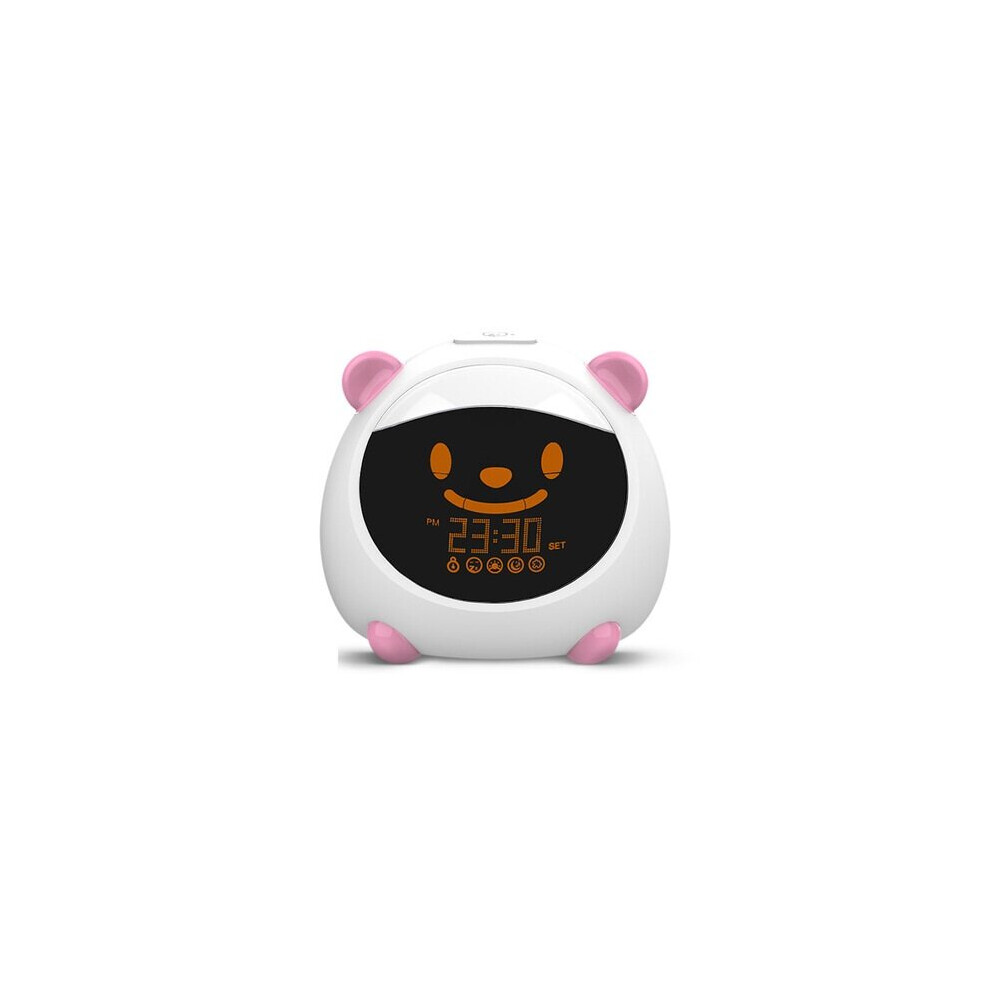(Pink, UK Plug) WiFi Smart Kids' Alarm Sleep Trainer Clock Light Sound Expression Smart Life Tuya App Voice Control with Alexa Google Home