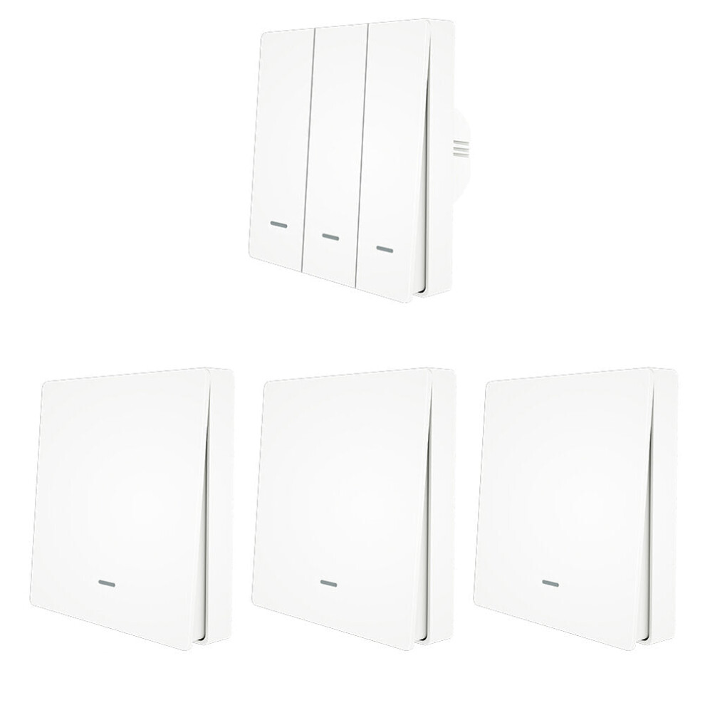 Wifi Smart Push Button Switch + 3Pcs 1 Gang Rf433 Wall Panel Transmitter Tuya App Remote Control Works With Alexa Google Home 6112212079584