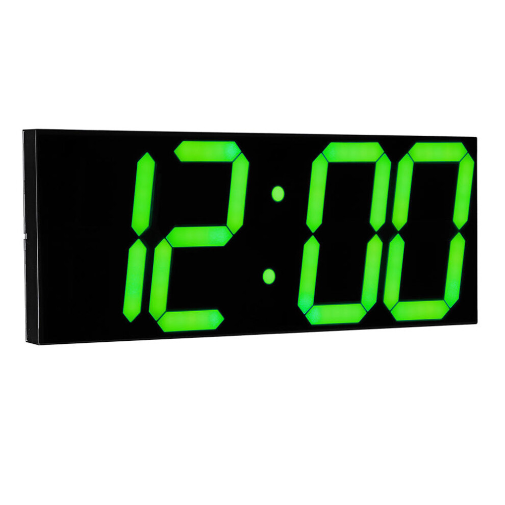 (Green) Remote Control LED Digital Wall Clock For School Home Decor Train Station