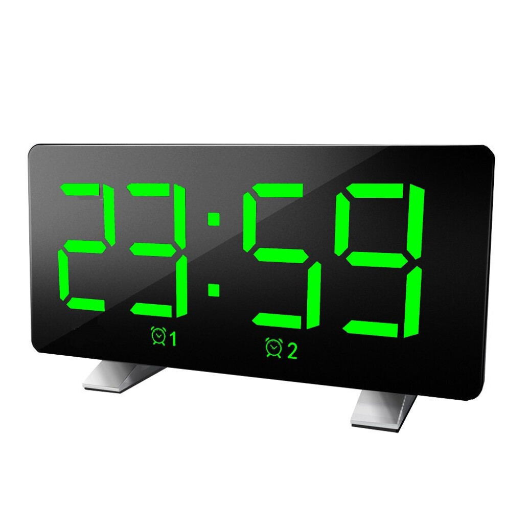 (Green) Polyphonic Double Alarm Clock LED Large Screen Display Electronic Clock