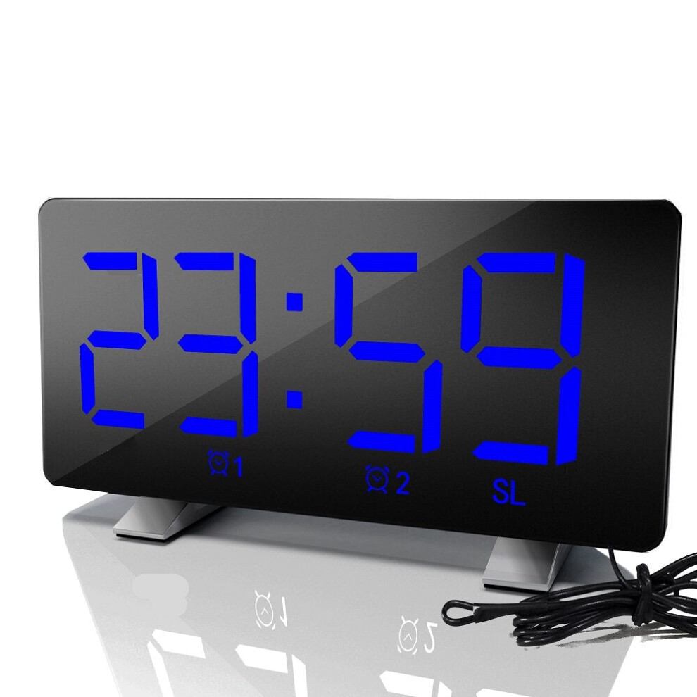 (Blue) New LED Radio Alarm Clock Creative Snooze Electronic Clock USB Charging Digital Desk Clock