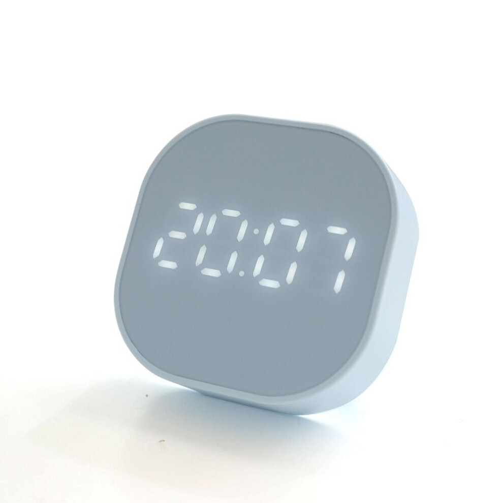 (Blue) Timing Smart Small Alarm Clock Square Mini Cartoon Simple Digital Clock Luminous Electronic Clock