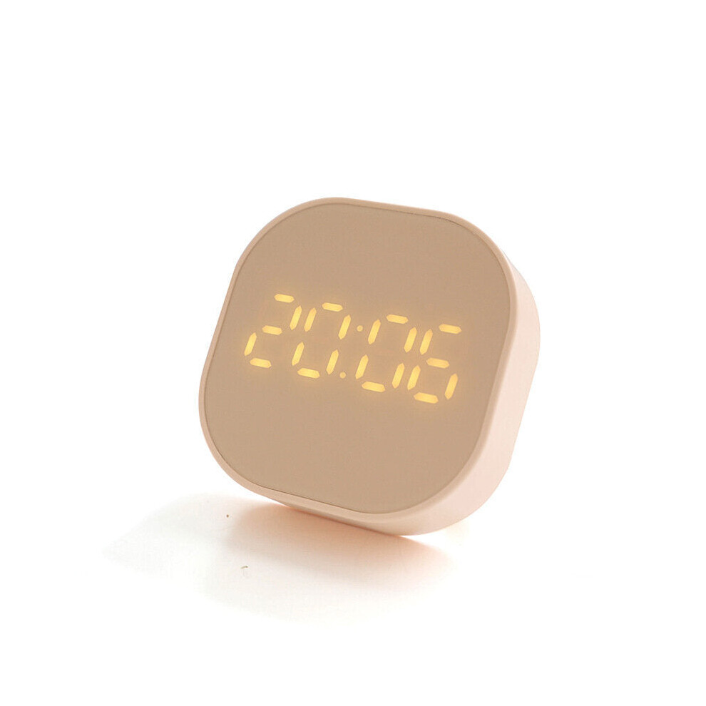 (Pink) Timing Smart Small Alarm Clock Square Mini Cartoon Simple Digital Clock Luminous Electronic Clock