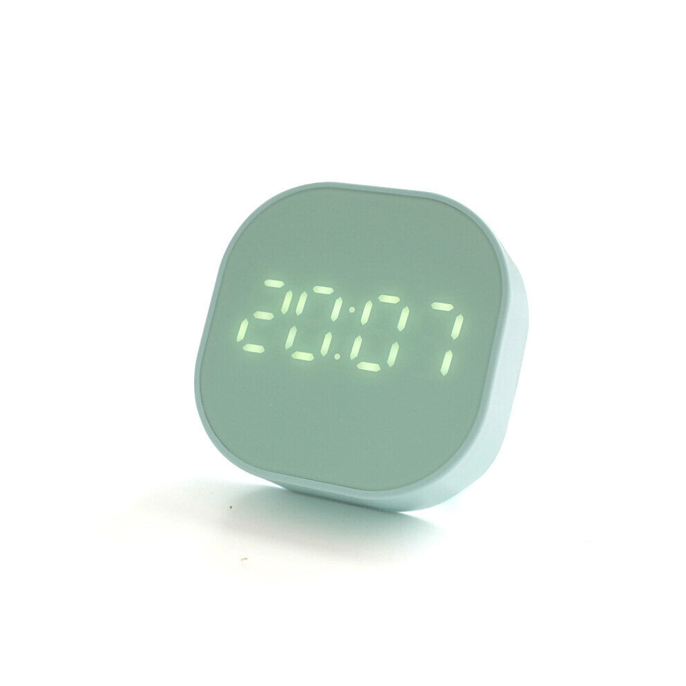 (Green) Timing Smart Small Alarm Clock Square Mini Cartoon Simple Digital Clock Luminous Electronic Clock