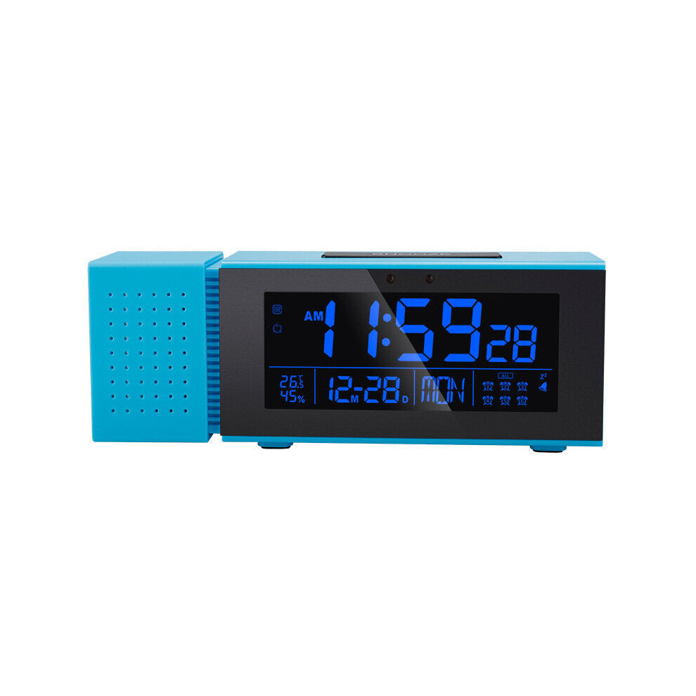 (Blue) Multi-function Sound and Light Digital Alarm Clock Home Night Light IR Human Body Induction Clock with Color Alarm