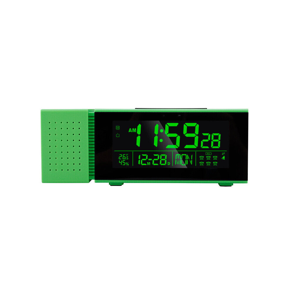 (Green) Multi-function Sound and Light Digital Alarm Clock Home Night Light IR Human Body Induction Clock with Color Alarm