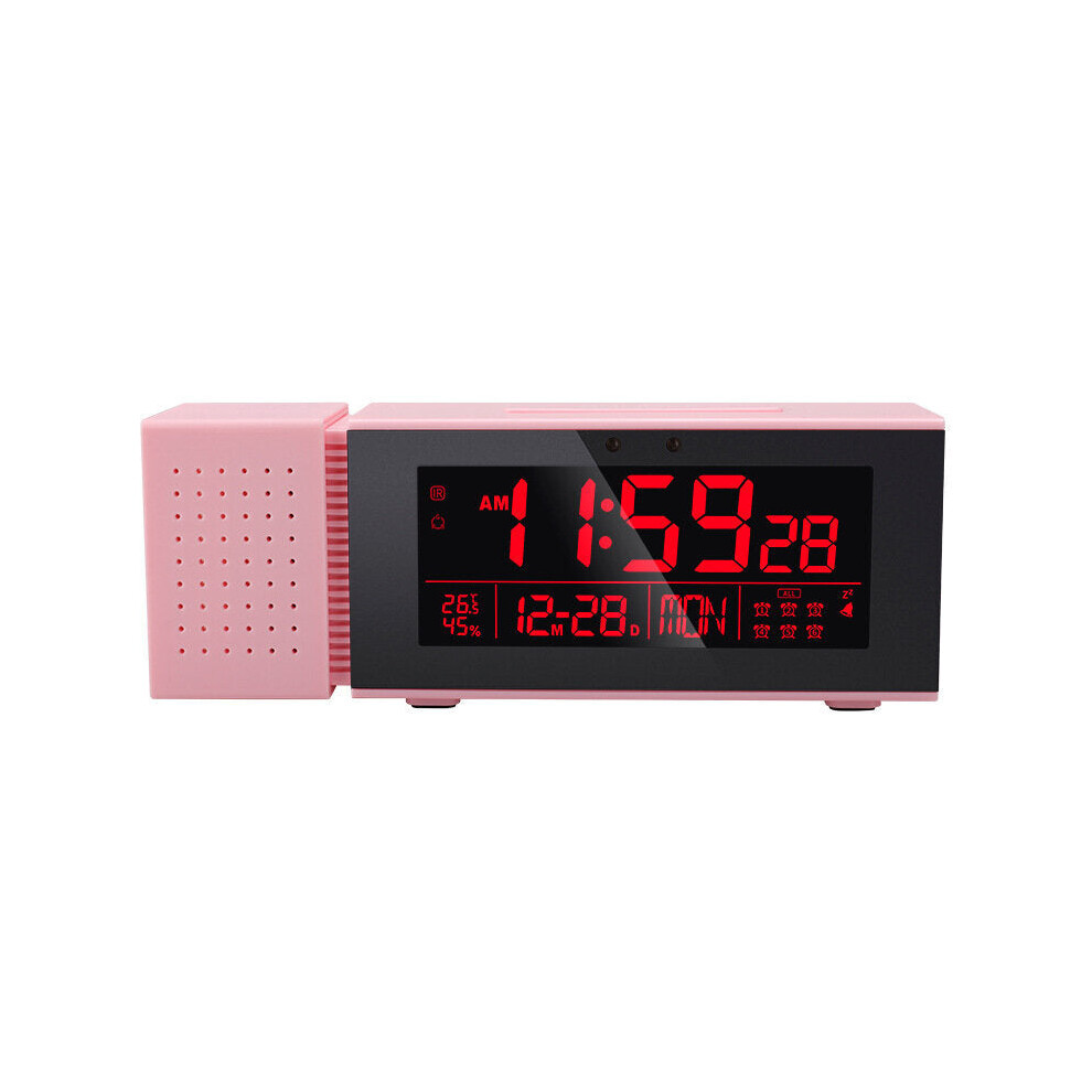 (Pink) Multi-function Sound and Light Digital Alarm Clock Home Night Light IR Human Body Induction Clock with Color Alarm