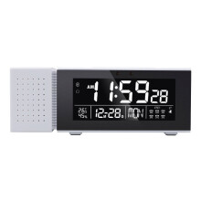 (White) Multi-function Sound and Light Digital Alarm Clock Home Night Light IR Human Body Induction Clock with Color Alarm