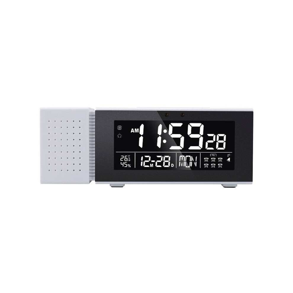 (White) Multi-function Sound and Light Digital Alarm Clock Home Night Light IR Human Body Induction Clock with Color Alarm