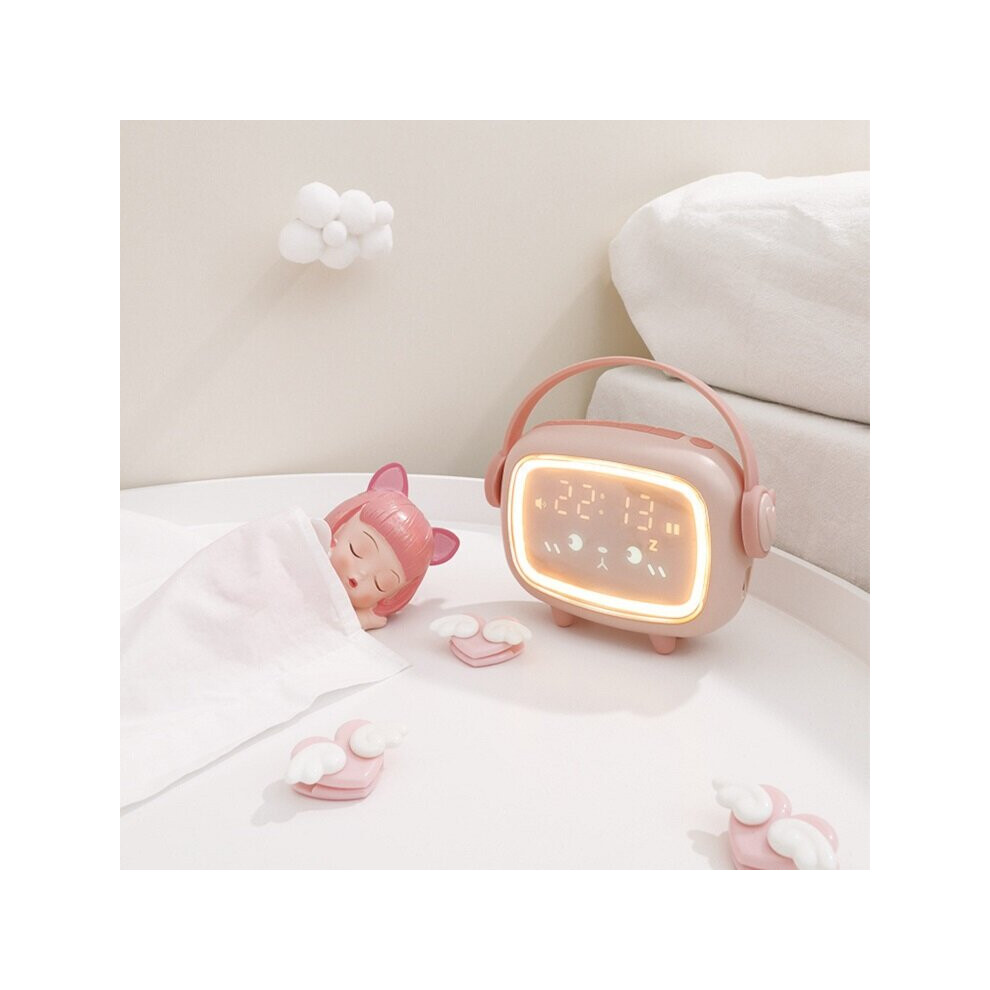 (Pink) Time Angel Alarm Clock Multi-function LED Digital Clock Children's Creative Electronic Small Alarm Clock