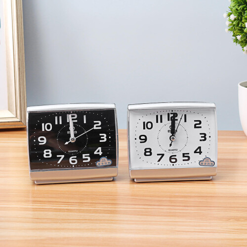 (Black) Silent Alarm Clock Quartz Movement Battery Alarm Clock Home Desk Table 2