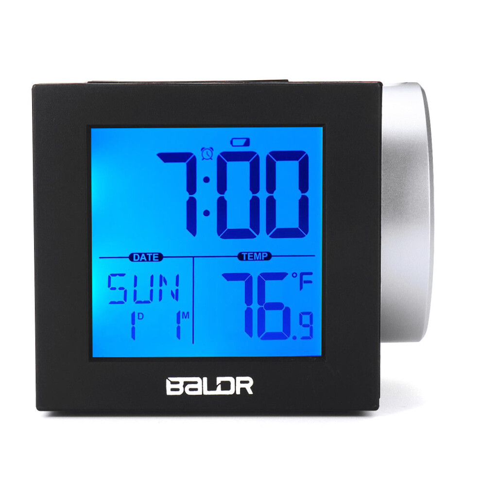 (Blue) Digital LED Projection Alarm Clock Thermometer Snooze Weather Function 7 Color