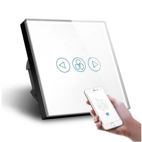 (White) APP WiFi Speed Controller Fan Touch Switch for Mobile Remote Control 110-240V 2.4 GHz