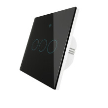 (3 Gang black 220V) WiFi Smart Light Switch RF433 No Neutral Wire Single Fire Tuya App Control Works with Alexa Google Home,220V