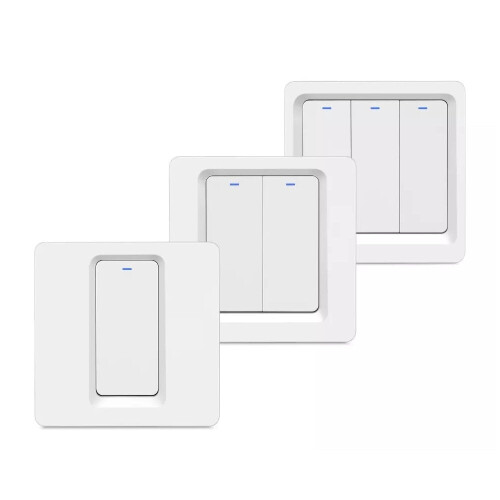 (3 Gang) EU WiFi Smart Switch Press Key Siri Voice Control Neutral Needed 1/2/3 Gang 1