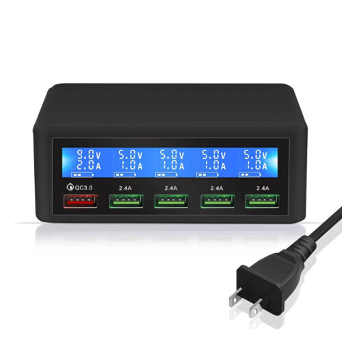 (UK Plug) USB Mobile Phone Charger Real-time Dynamic of Intelligent LCD Digital Display Automatic Recognition Quick Charging 1