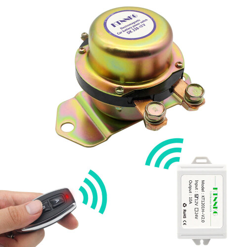 (DC24V) Car Battery Switch Wireless Remote Control Disconnect Latching Relay Electromagnetic Solenoid Valve Terminal Master Kill System 1