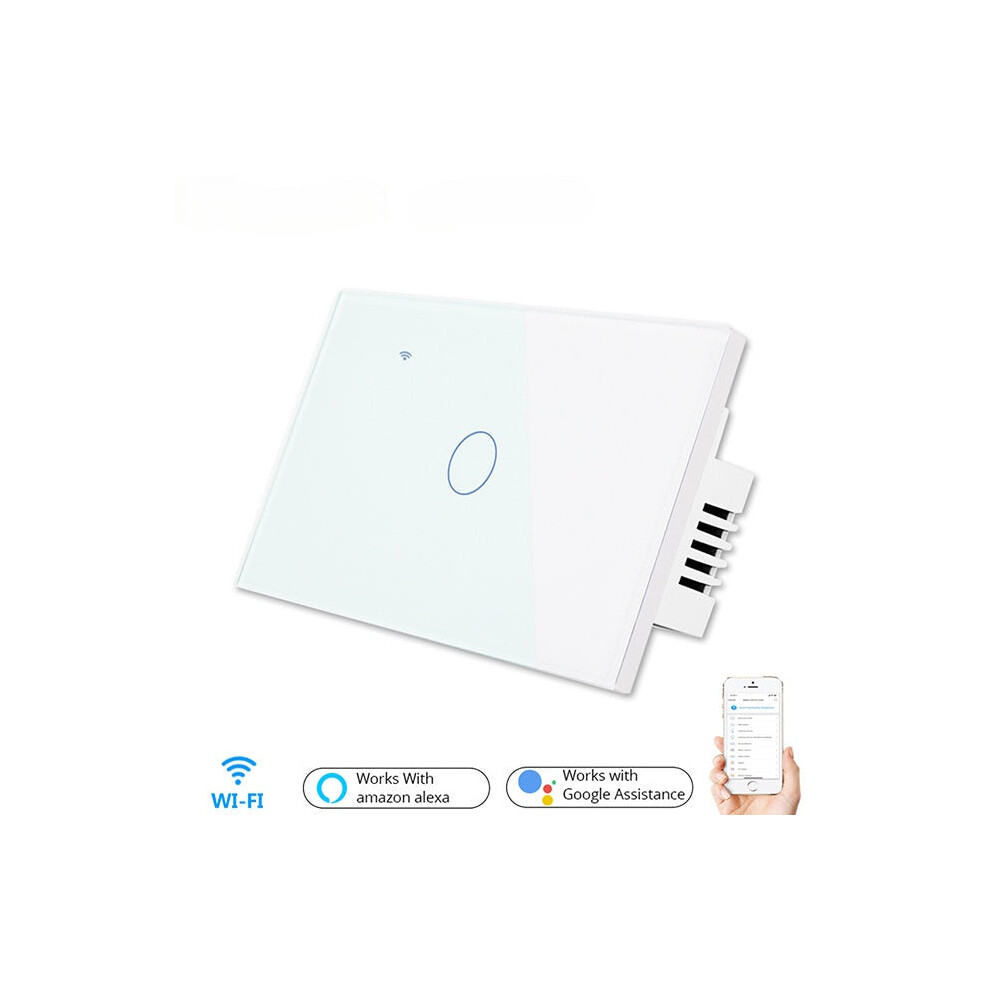 (White) US WiFi ZB Smart Lights Wall Touch Switch APP Voice Remote Control Wireless Lamp Smart Home Switch 1 Gang 1/2 Way