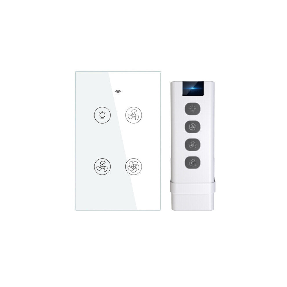 (switch US+Controller) WiFi RF Smart Ceiling Fan Light Switch 2/3 Way Control Smart Life/Tuya APP RF Remote Speed Control Work with Alexa Google Home