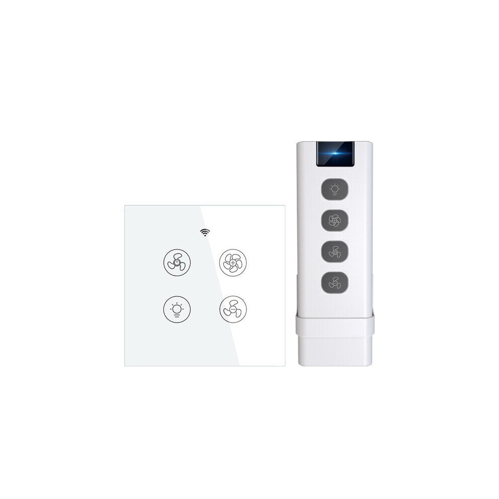 (switch EU+Controller) WiFi RF Smart Ceiling Fan Light Switch 2/3 Way Control Smart Life/Tuya APP RF Remote Speed Control Work with Alexa Google Home