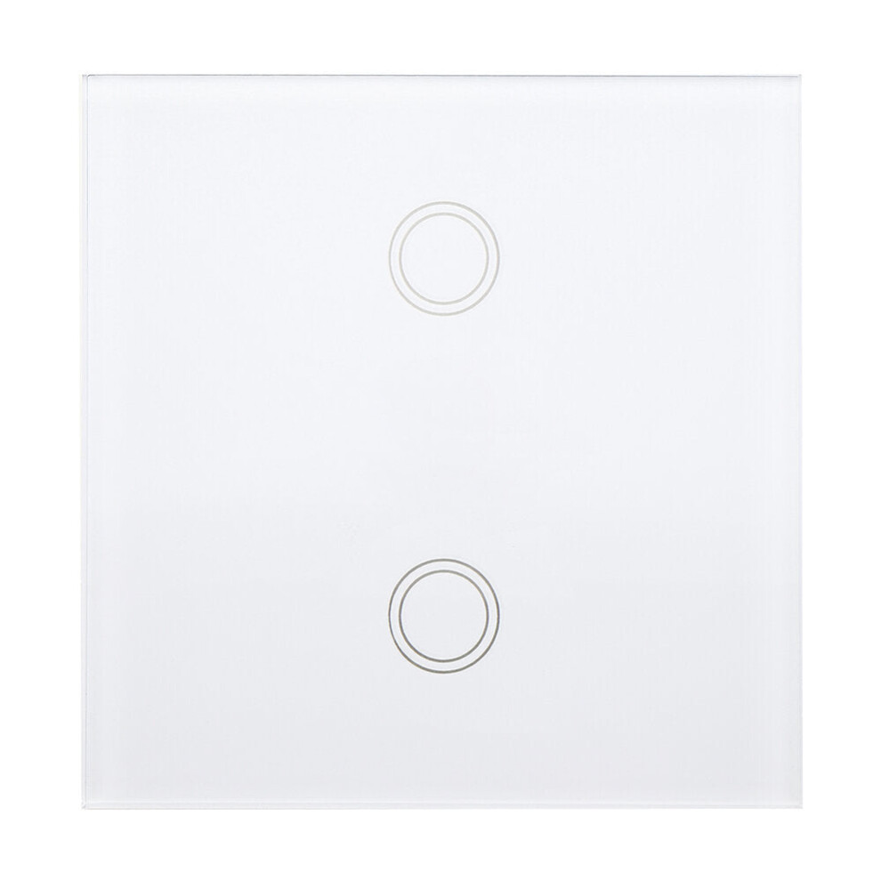 (2CH) White 1 2 3 Channel 86 Wall Touch Remote Control Switch Wireless RF Transmitter Tempered Glass Pane l433MHz