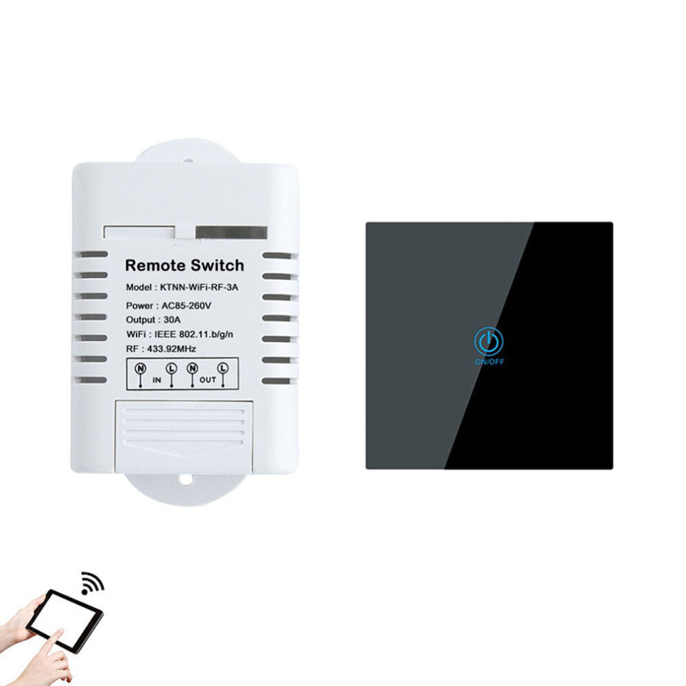 High Power WIFI Relay Switch 433MHz Receiver Smart Wireless Remote Control Switch APP Control Work With Alexa Google Home+Black RF Transmitter