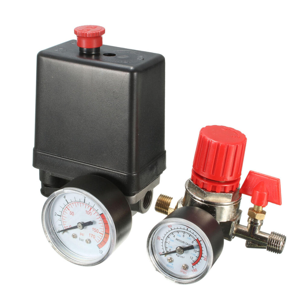 Air Compressor Pressure Switch Air Valve Manifold Compressor Regulator Gauges 240V 7.25-125PSI