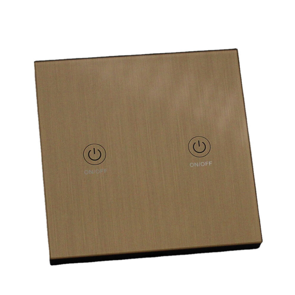 (Gold) Wall Touch Remote Control Switch Wireless RF Transmitter Tempered Glass Panel 1 Channel 433MHz 86