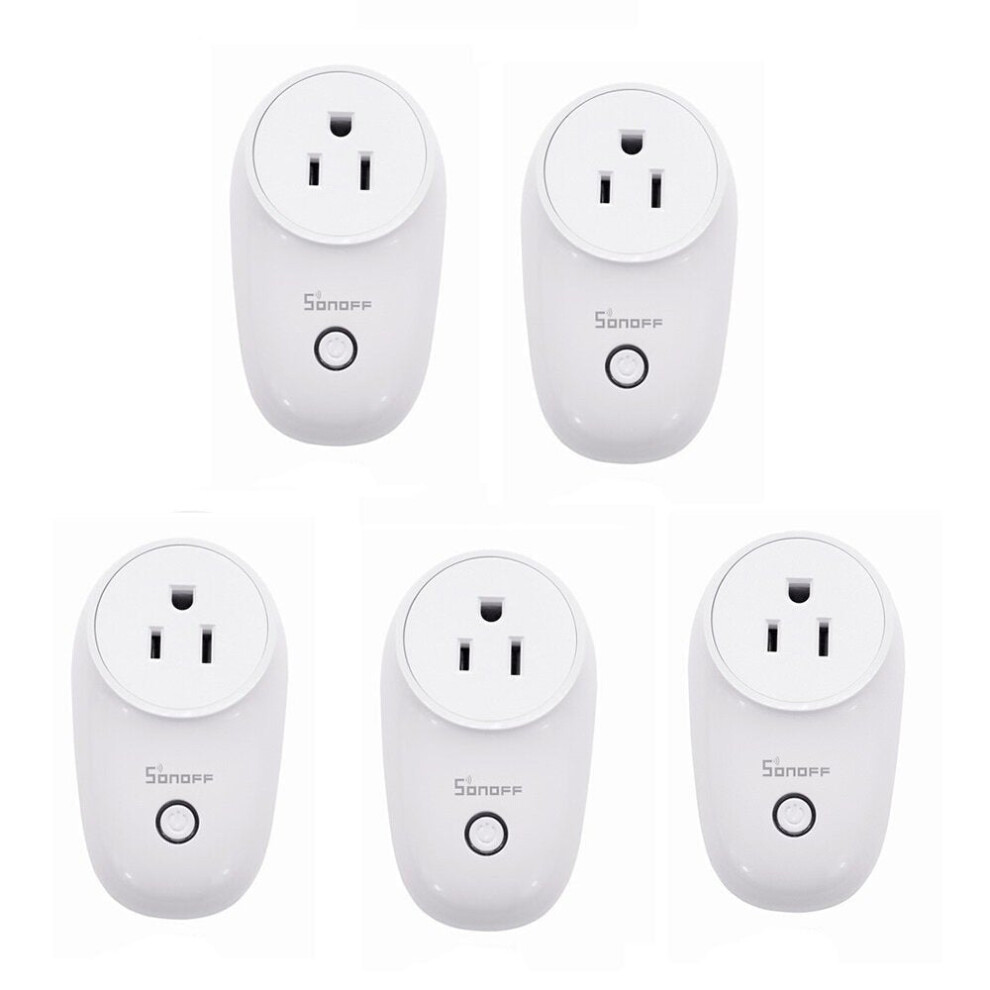 Smart WIFI Socket US Wireless Plug Power Sockets Smart Home Switch Work With Alexa Google Assistant IFTTT,5Pcs 10A AC90V-250V