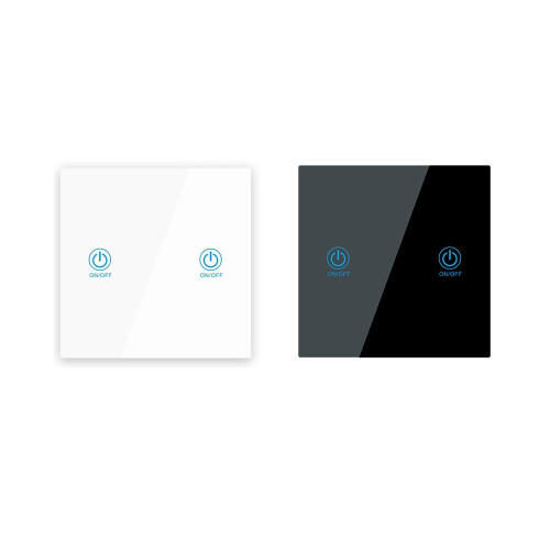 (Black) Wall Touch Remote Control Switch Wireless RF Transmitter Tempered Glass Panel 1 Channel 433MHz 86 2