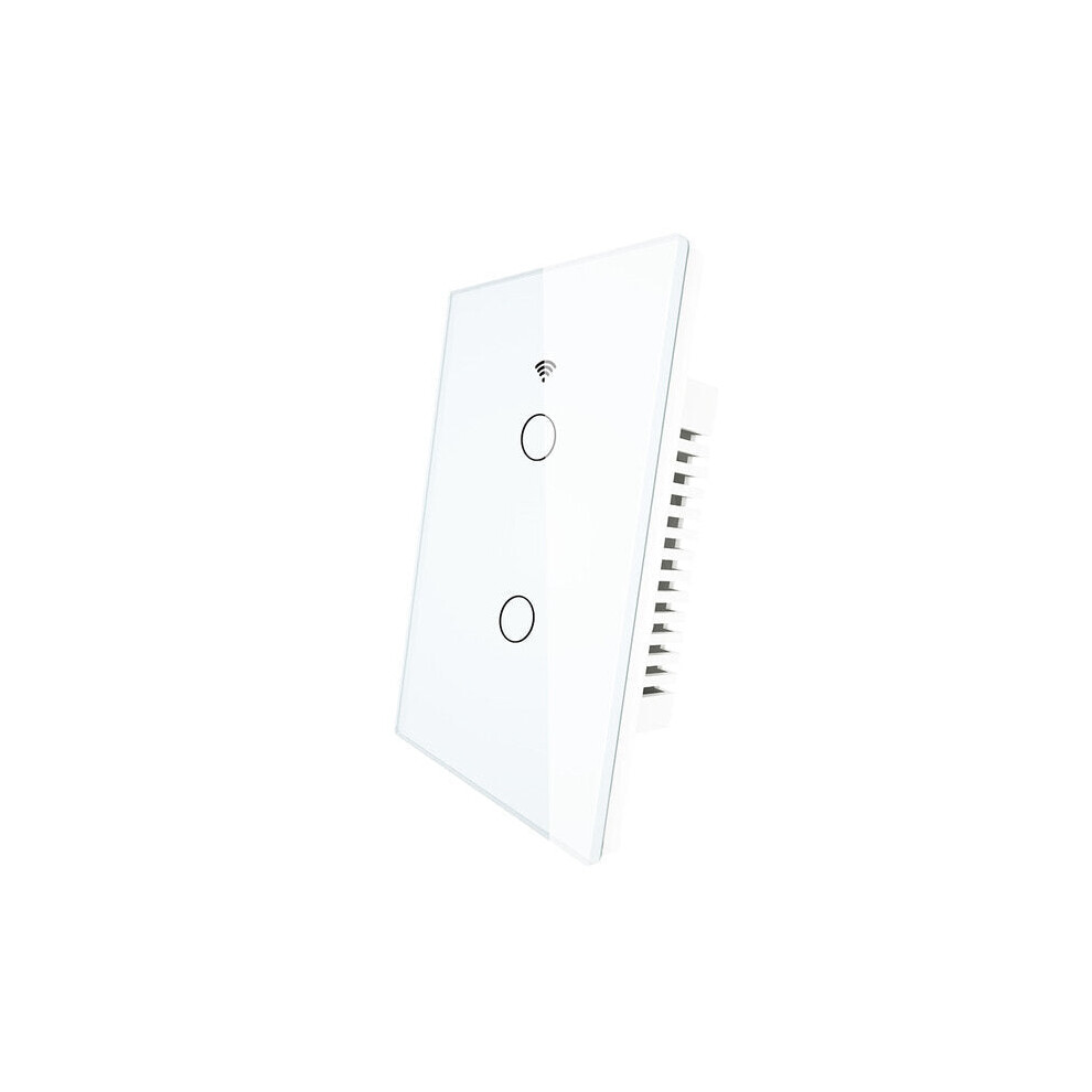 (2 Gang White 110V) Wifi Smart 1/2/3 Gang Wall Light Switch Glass Panel Rf433&Wi-Fi Tuya App Remote Control Works With Alexa Google Home 6112212079164
