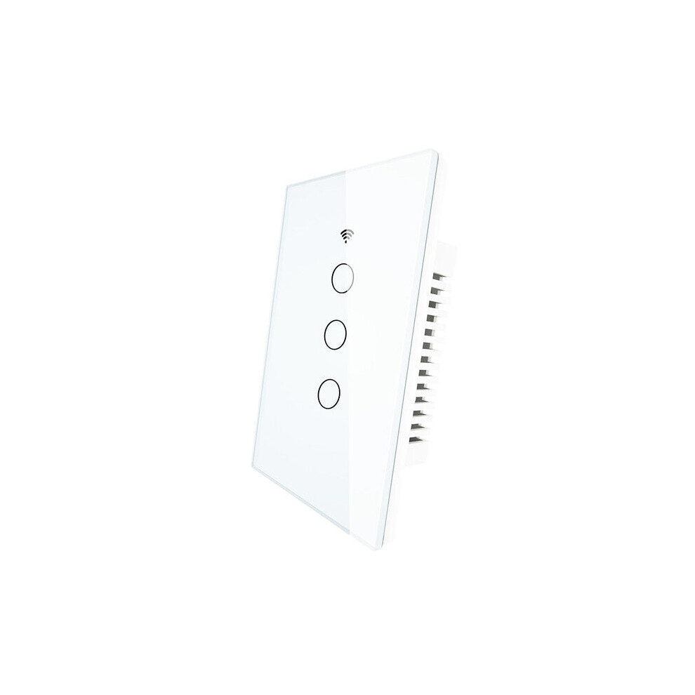 (3 Gang White 220V) Wifi Smart 1/2/3 Gang Wall Light Switch Glass Panel Rf433&Wi-Fi Tuya App Remote Control Works With Alexa Google Home 6112212079195
