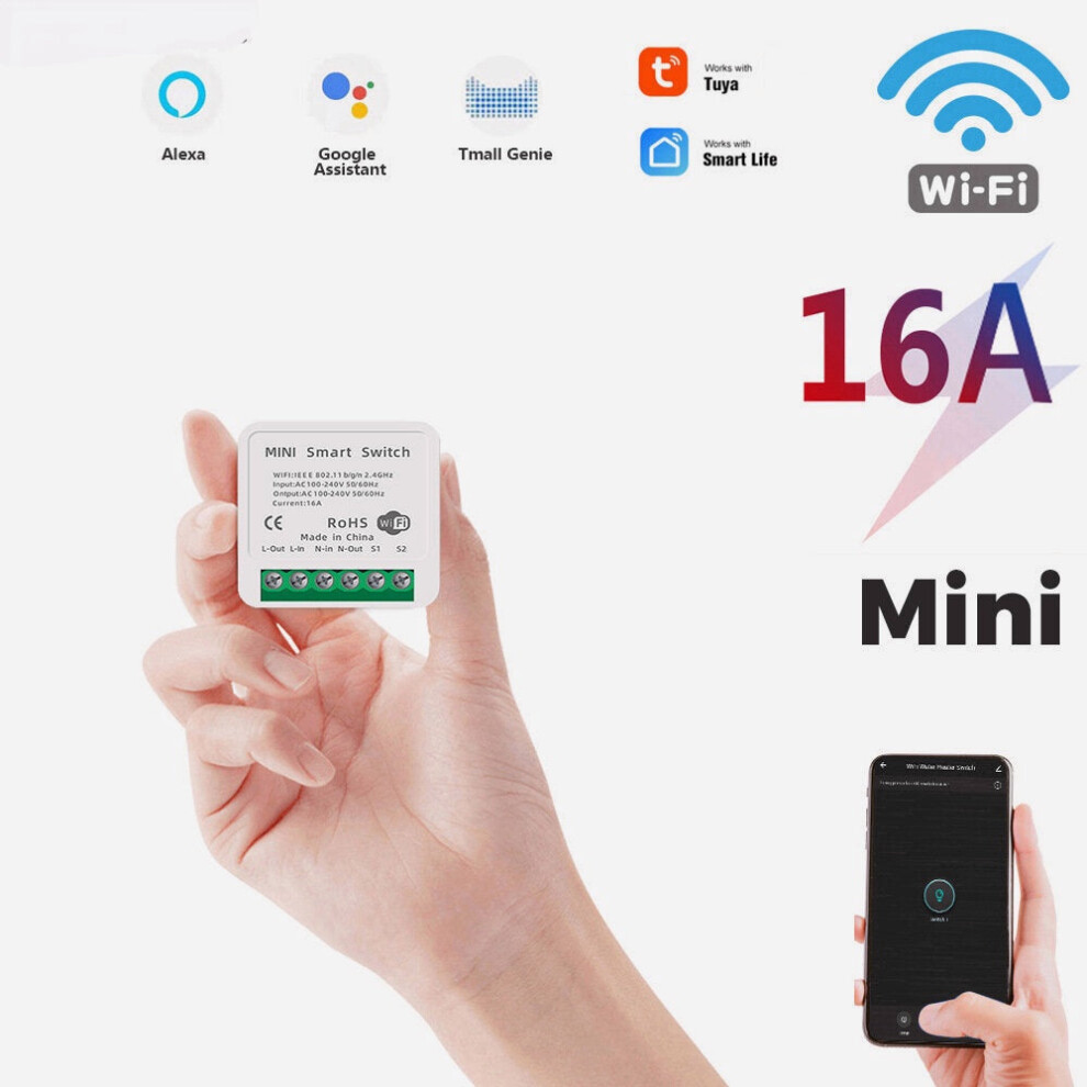 (16A) Smart Wifi 16A 10A Light Switch Dual Control Voice Remote Control Switch Breaker Work With Amazon Google Home 6112212078600