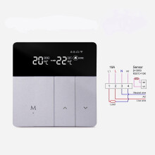 (Electric Floor Heating 16A) Smart Thermostat Sliver Electric Heating Temperature Controller APP Real Time Remote Control LCD Touch Display Screen Works With Alexa Google Home